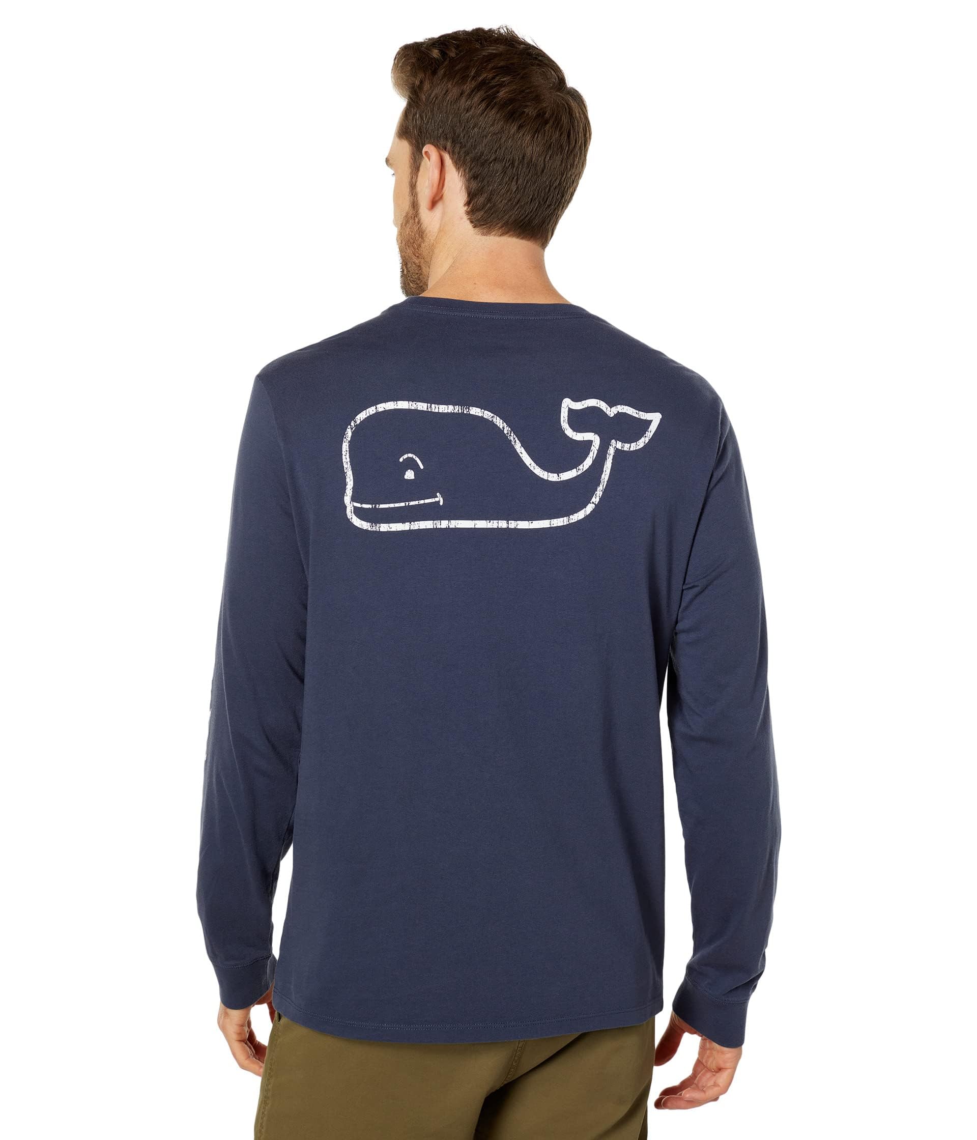vineyard vines Mens Long Sleeve Vintage Whale Pocket T-Shirt