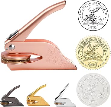 Custom Book Embosser Personalized Logo Embosser Stamp Gift for Wedding Envelopes Napkins Invitation Card Rose Gold