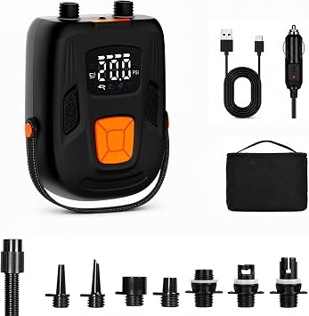Electric Paddle Board Pump, Rechargeable 20 PSI SUP Pump for Paddleboard with Dual-Stage Inflation& Deflation, Portable Pump with LED Light & Auto-Off for Paddle Boards,Boats,Kayaks