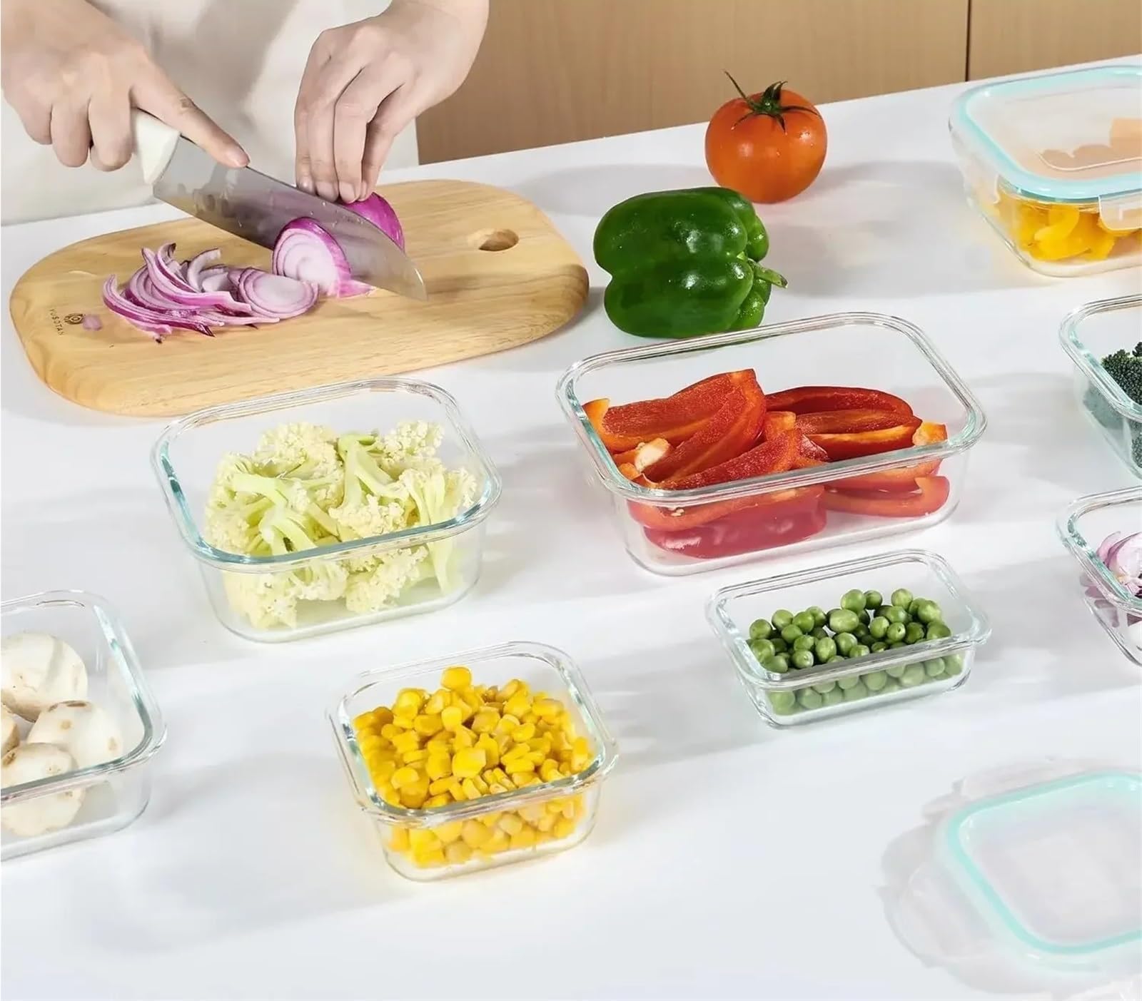 Bento pojemnik na lunch ze szkła, z pokrywką, nadaje się do kuchenki mikrofalowej i mycia w zmywarce, do przygotowywania posiłków do przechowywania żywności w biurze (1040 ml)