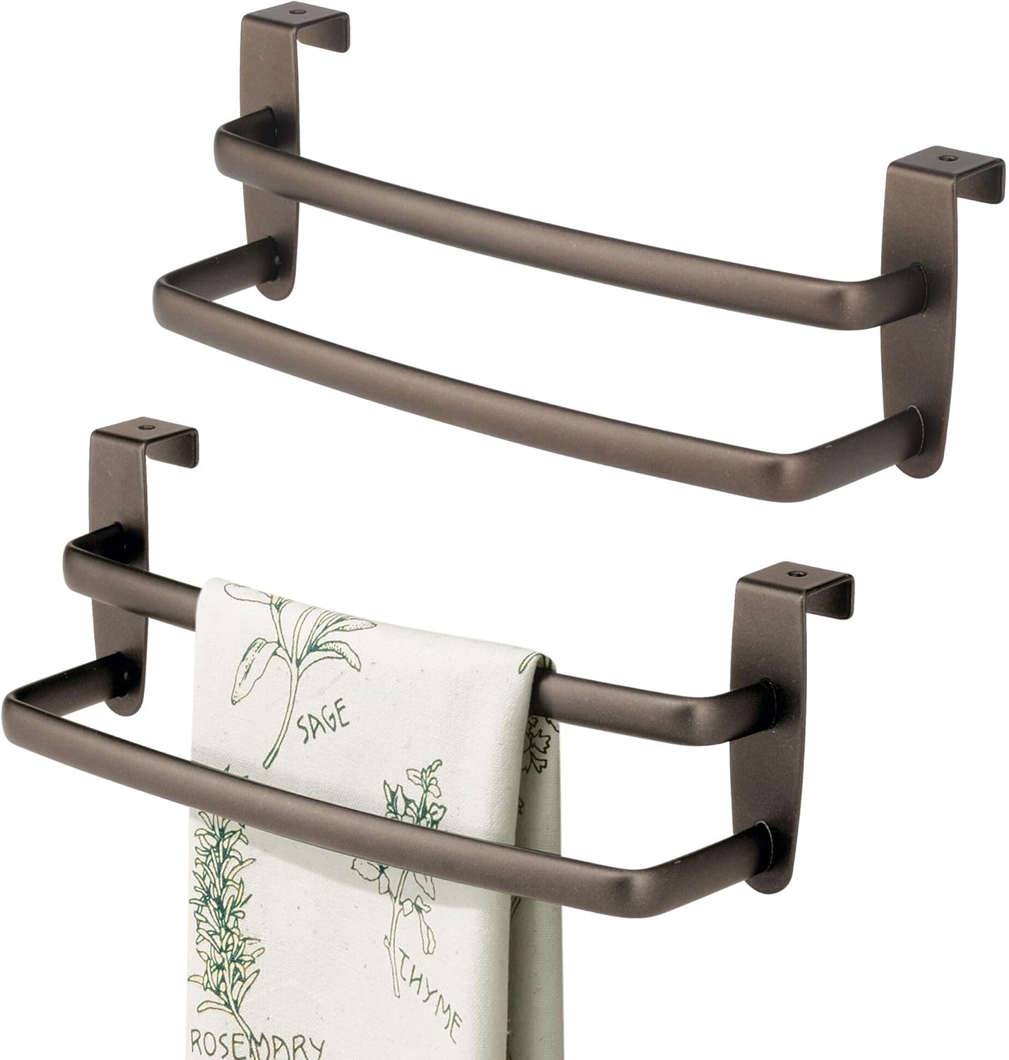 iDesign 9-inch Over-the-Cabinet Double Towel Bar - Set of 2 - Bronze