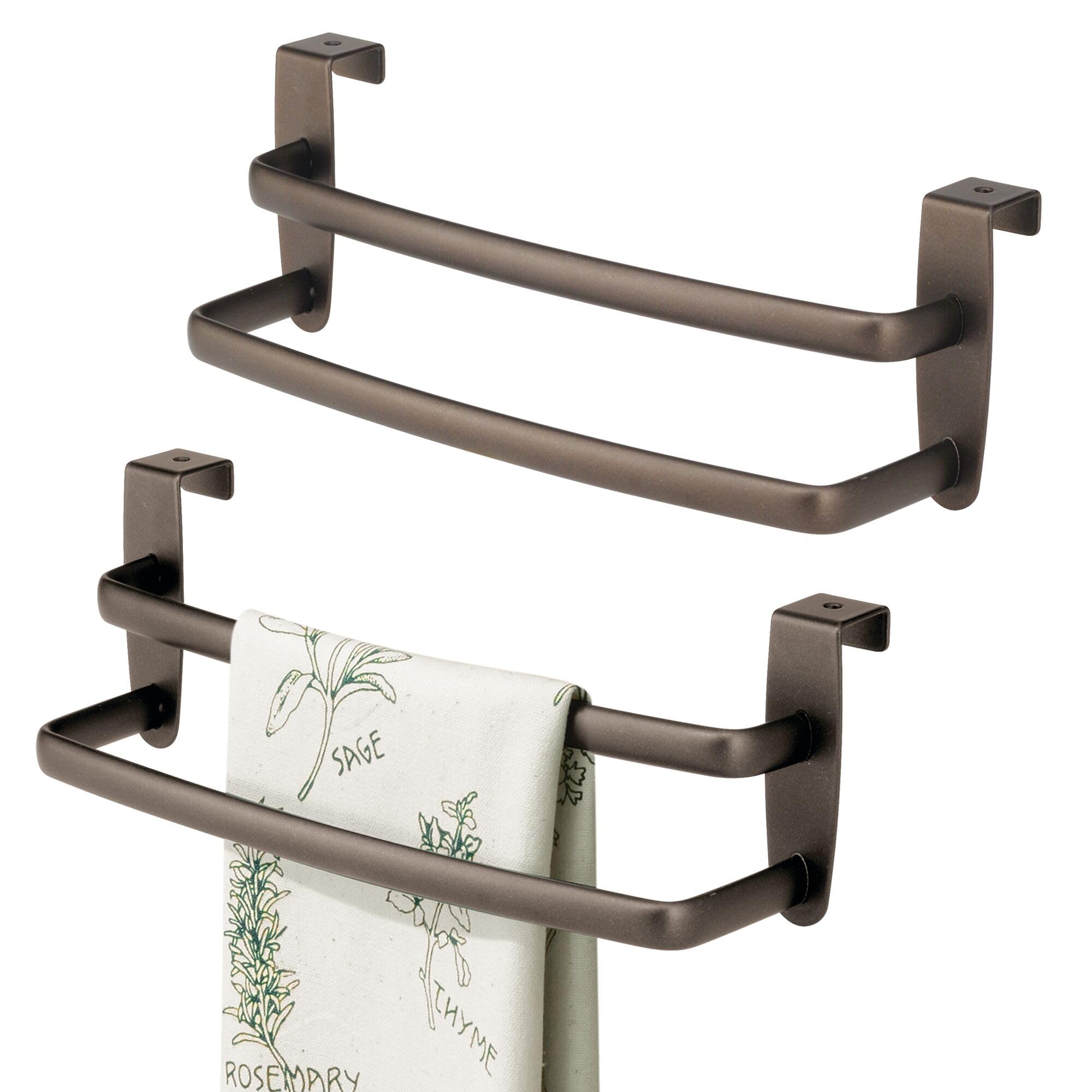 iDesign 9-inch Over-the-Cabinet Double Towel Bar - Set of 2 - Bronze