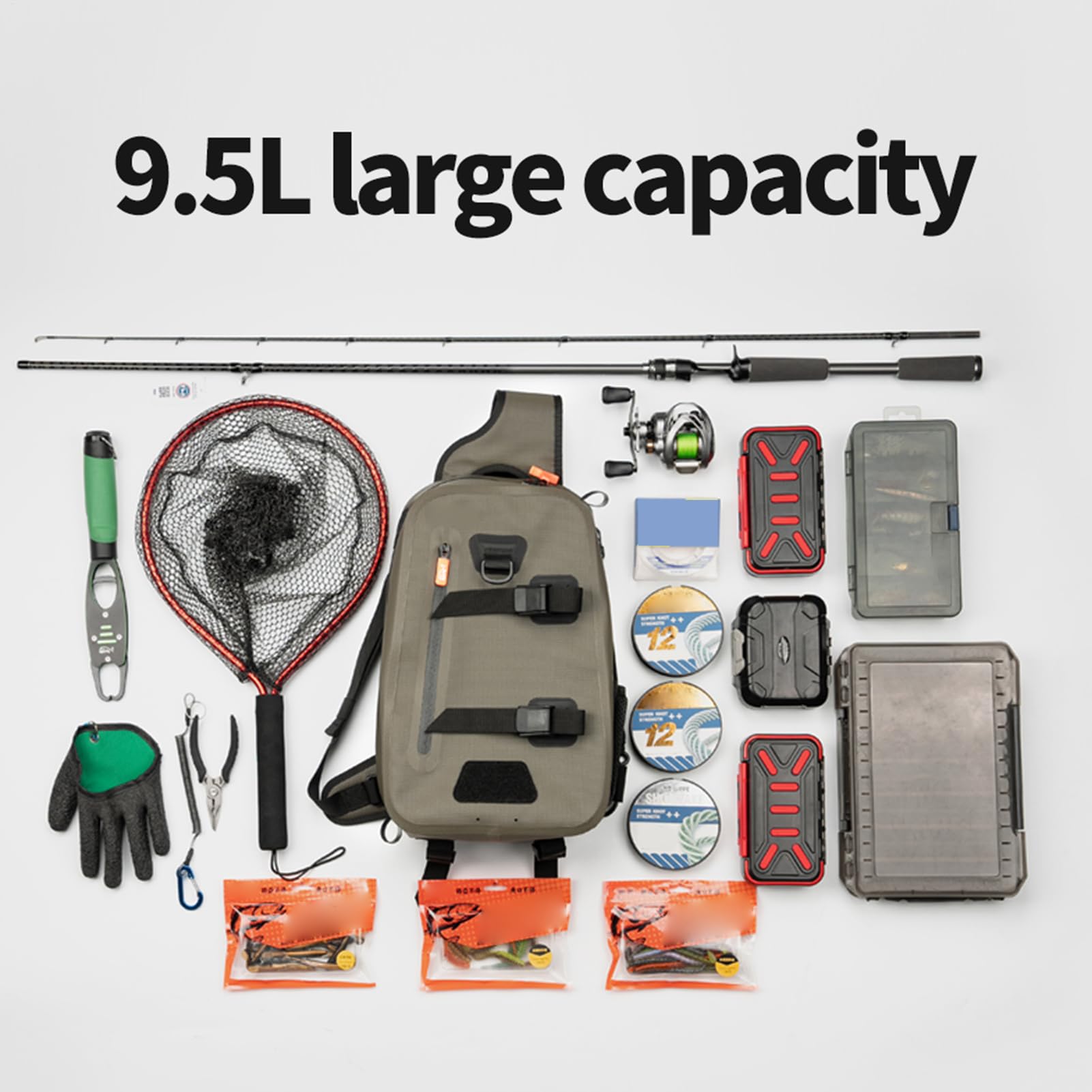 Angreifer Tackle Bag, Fliegenfischer Wasserdichtes Fischerei -Tackle - | 9,5L Small Jig-Tool-, Leichtes Freizeitpaket, multifunktionaler Tagespack für Outdoor Sport