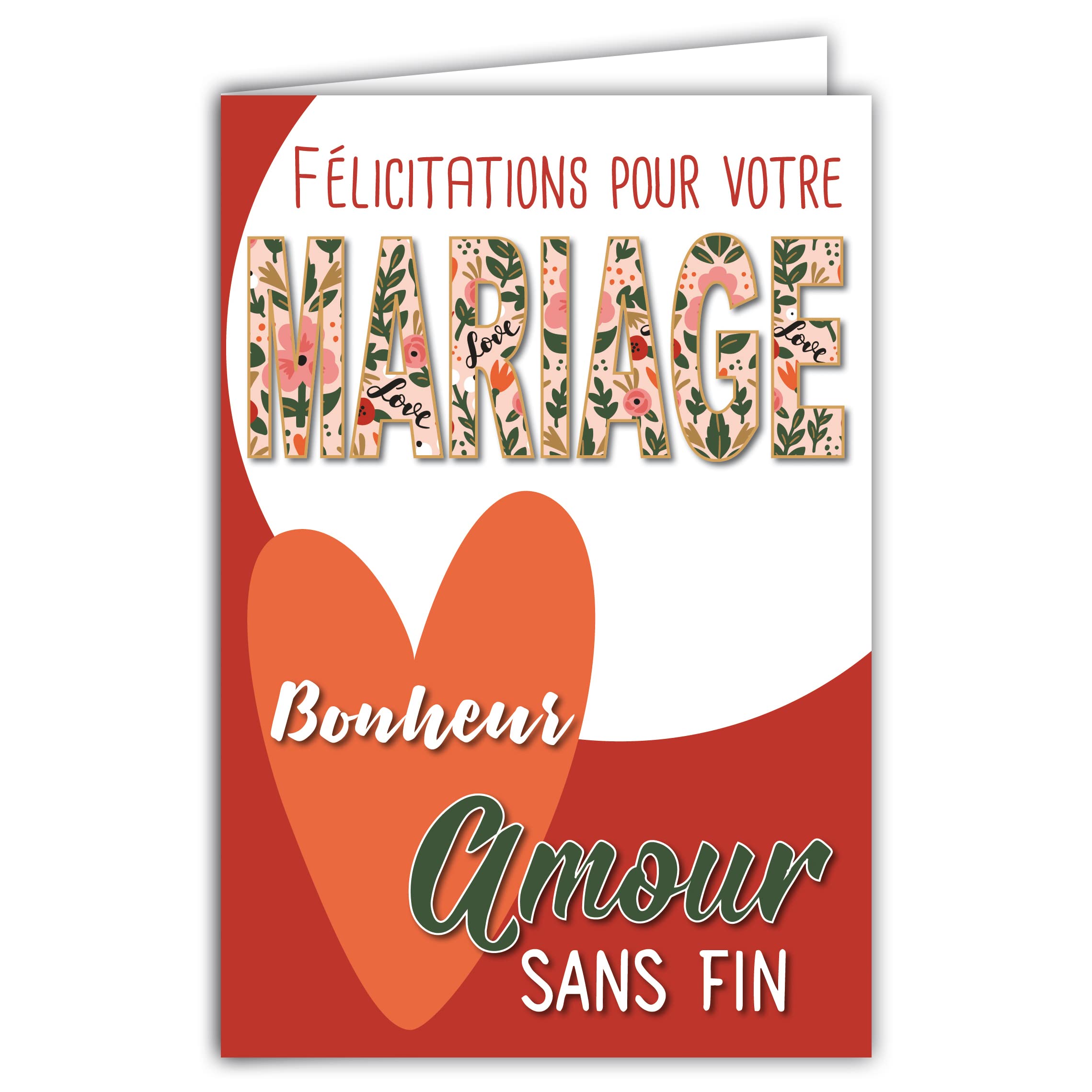 Afie Congratulations Wedding Gift Card for All Couples Love Happiness Heart with Envelope Format 12 x 17.5 cm 300 g Paper from sustainable forests Glossy Made in France 69-8011