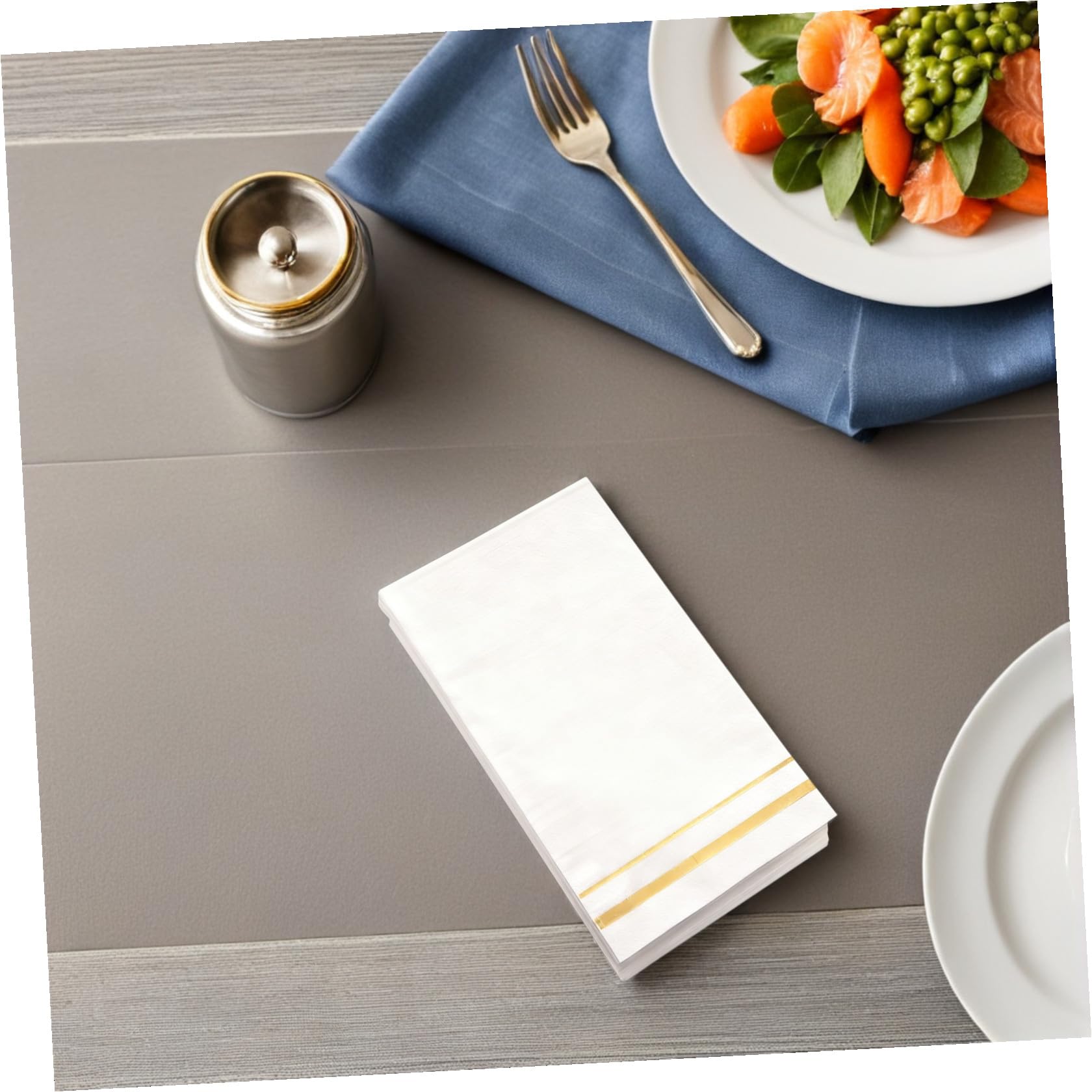 100 Stück Goldrand Servietten 100 Stück Weiß Einweg Servietten aus Dickem Tissue für Hochzeit Party Festliche Dinner