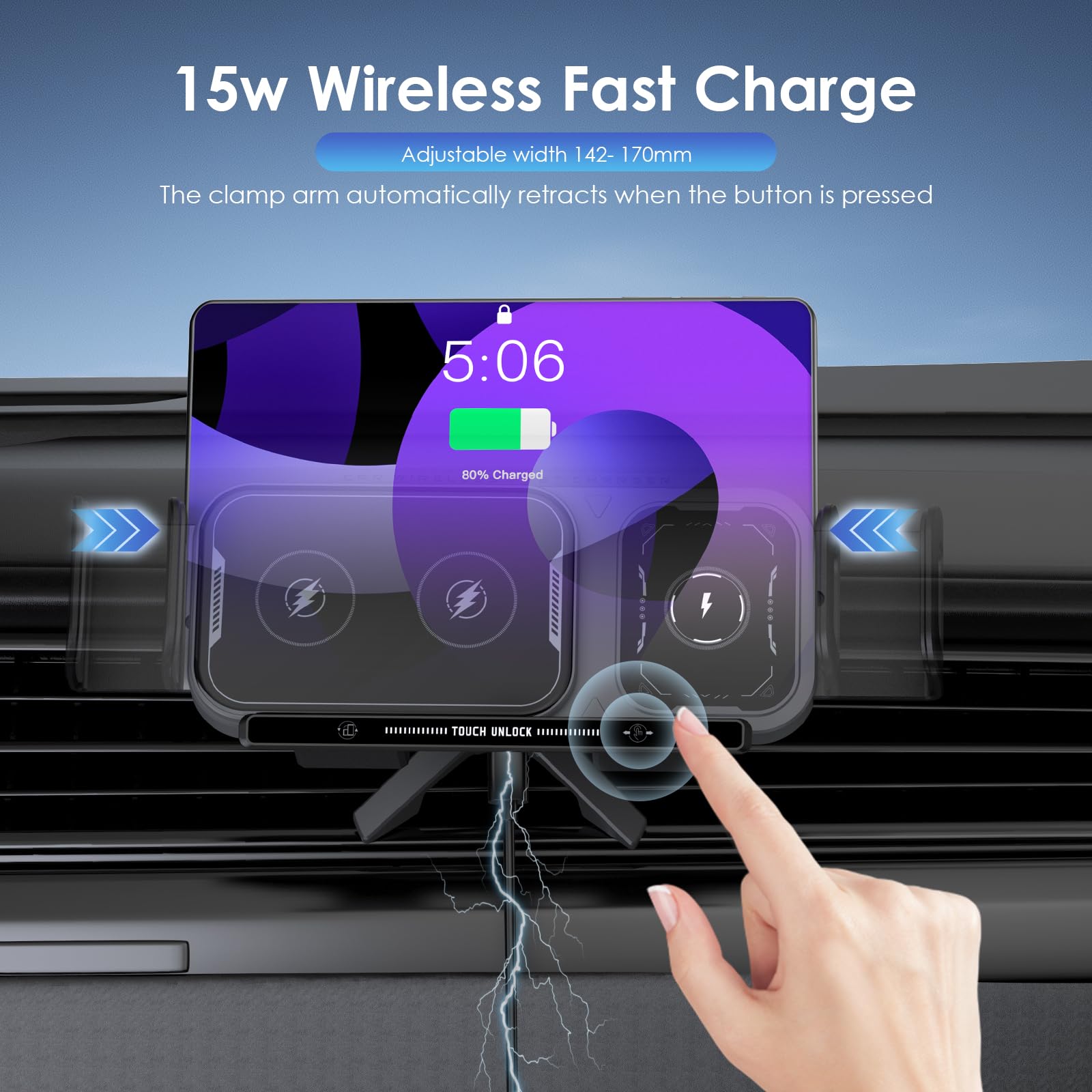 Caricatore Ricarica Wireless Auto 15W, Qi Doppia Bobina Caricabatteria da Auto Senza Fili Supporto Telefono per Bocchette, Porta Ricarica Cellulare per Galaxy Z Fold 7/6/5/4/3 Z Flip 7/6/5/4 iPhone