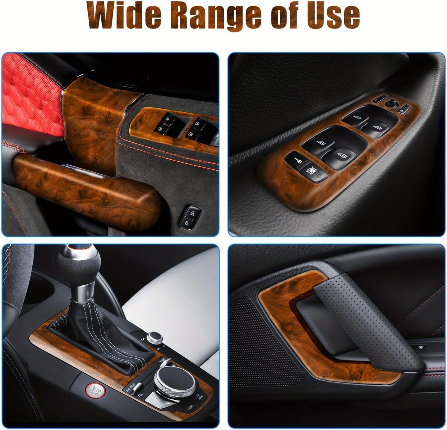 Vinyl Wrap Wood Grain - Peel & Stick Self-Adhesive Film for Car Interior, Furniture, Cabinets - Waterproof Glossy Decorative Sticker, DIY Upgrade (2 Rolls) (Light Brown)