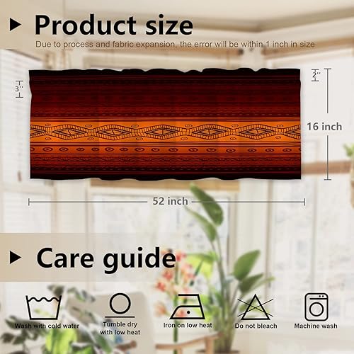 Miniatura 5 de Cenefas de cocina geométricas étnicas naranjas para ventanas, cortinas opacas abstractas de tribalfabric de poliéster multicapa para cocina y