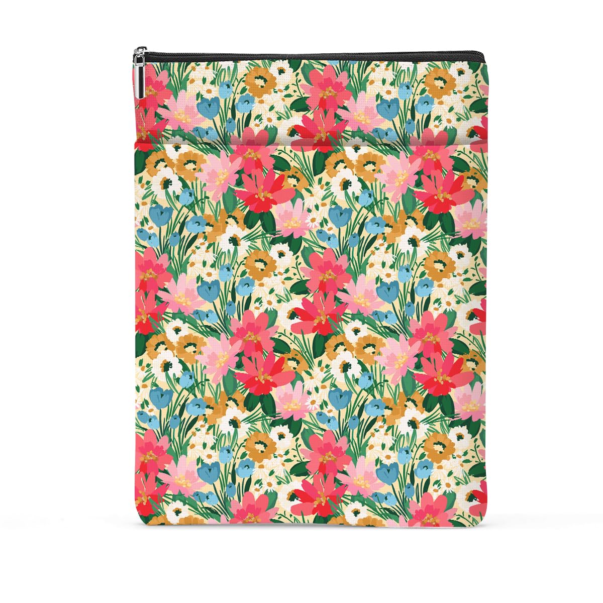 jeilink Book Sleeve Book Protector Book Pouch Book Lovers Gifts Bookish Gifts Book Cover with Zipper for Hardcover Paperback Washable Floral Printed