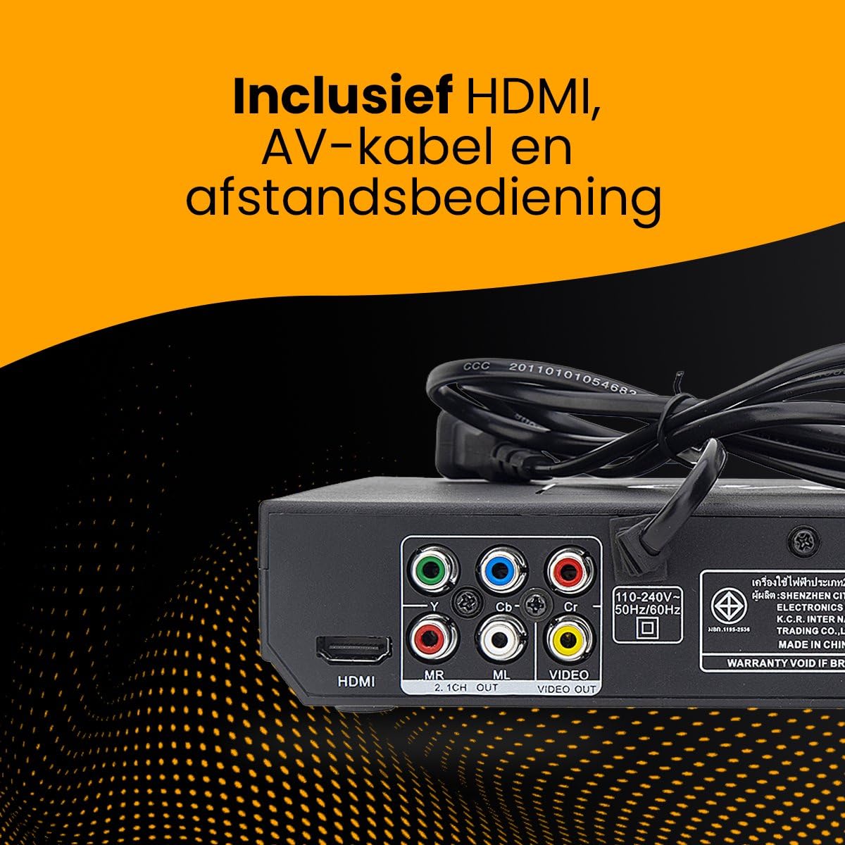 Lettore DVD nero con HDMI, cavo AV e telecomando – lettore multimediale Full HD 1080p, lettore multi-formato per DVD, CD, MP3 e MPEG4 – dispositivo USB plug & play – lettore DVD e CD portatile