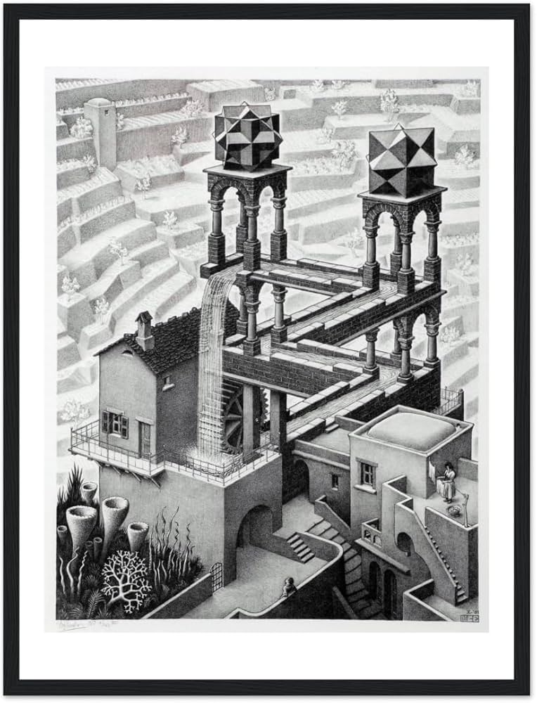 【貴重 M.C. ESCHER/WATERFALL 滝 ポスター】 M.C. ESCHER Waterfall 12