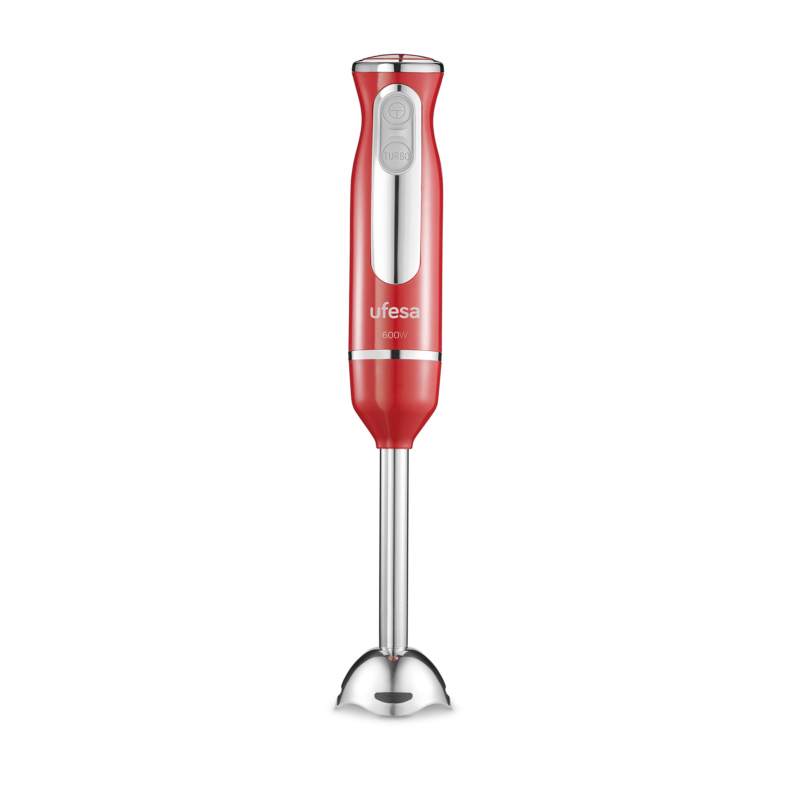 Ufesa Minipimer Frullatore a Immersione, Tritatutto, Potenza 600 W, Accessori Inclusi, Piede Smontabile, Lame ad alta Efficienza, Funzione Turbo, BPA Free, Rosso