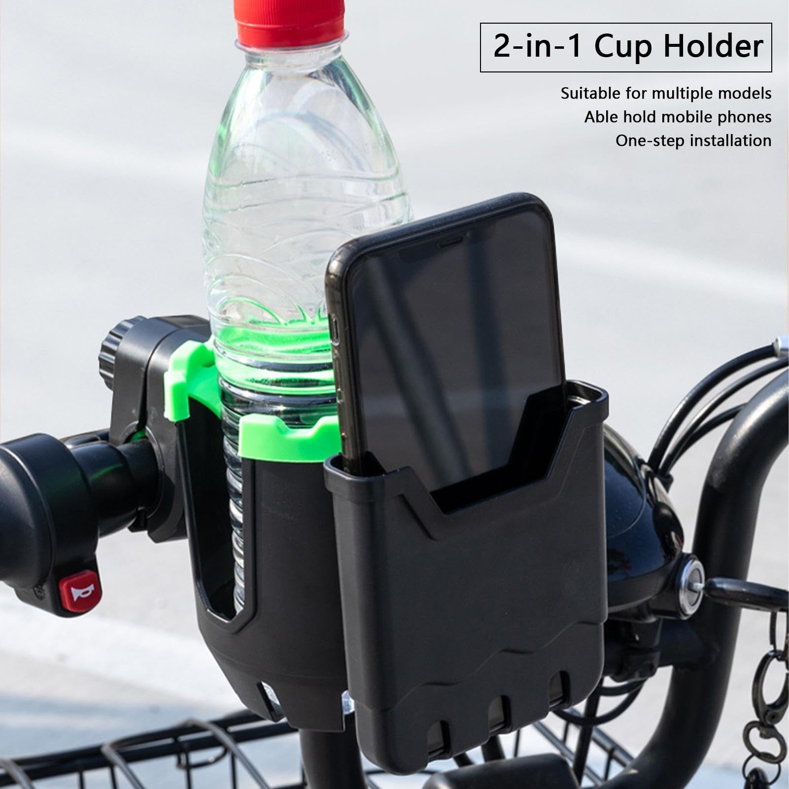 Portabottiglie Bici 3 In 1: Porta Cellulare E Chiavi, Ideale Per Manubrio, Pelle Impermeabile - Per Bici Da Spiaggia, Cruiser E Pendolari (Grigio)