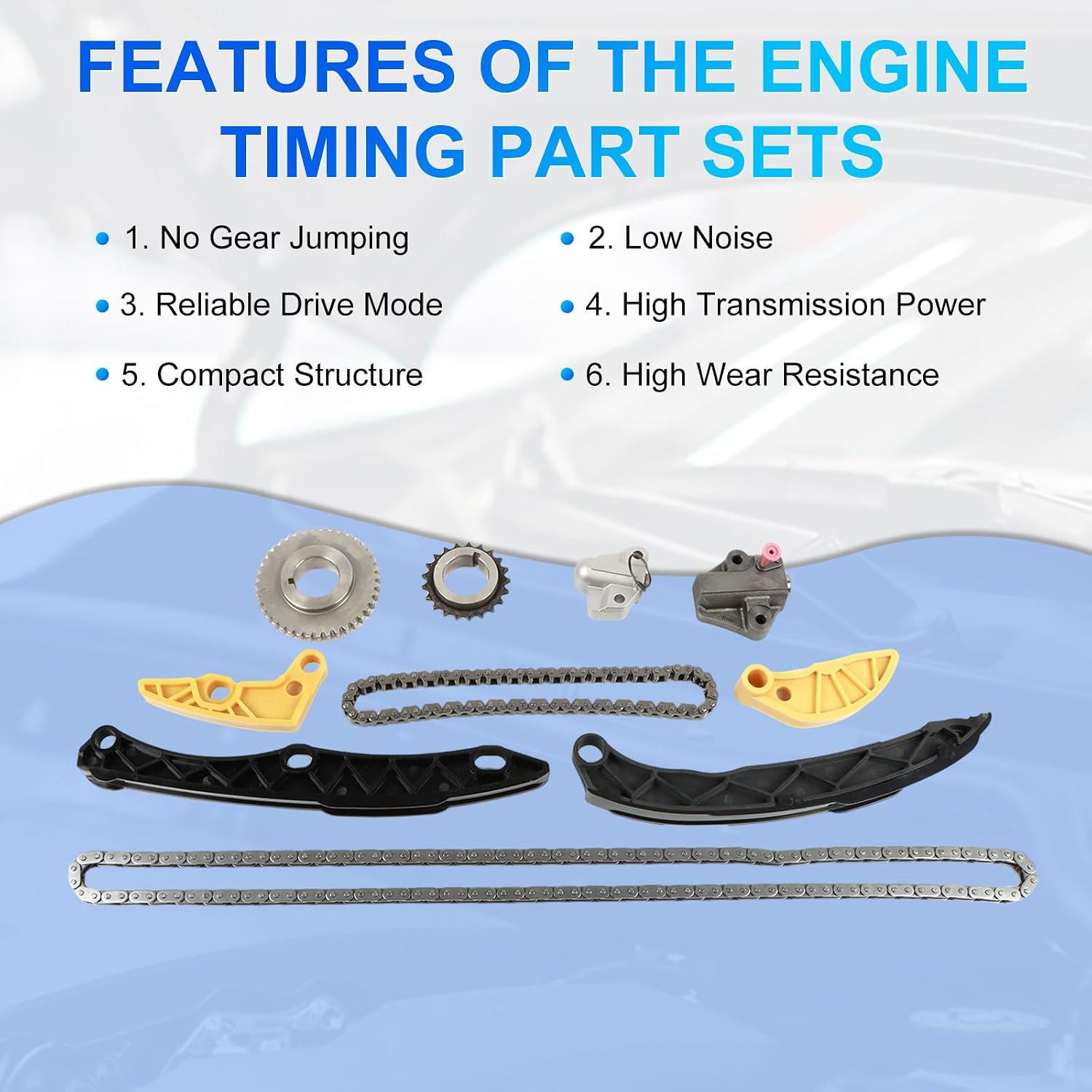 G4KJ 2.4L Engine Timing Chain Kit Fits for Kia Sportage 11-17/ Sorento 11-18/ Optima 14-17 2.4L DOHC 16 Valve OE 23121-2G551 24420-2C101 24431-2G101 24410-2G810 24321-2G111 23121-2GGA1