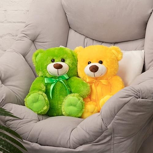 Miniatura 6 de WENMOTDY Oso de peluche súper color para niños, novia, familia, color verde claro, 14 pulgadas