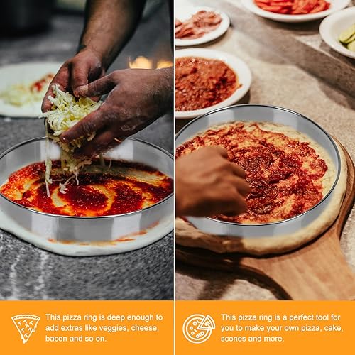 Miniatura 8 de HANABASS Cortador de galletas de metal para galletas, anillos de magdalenas de acero inoxidable de 10 pulgadas, anillo de pizza, anillos redondos