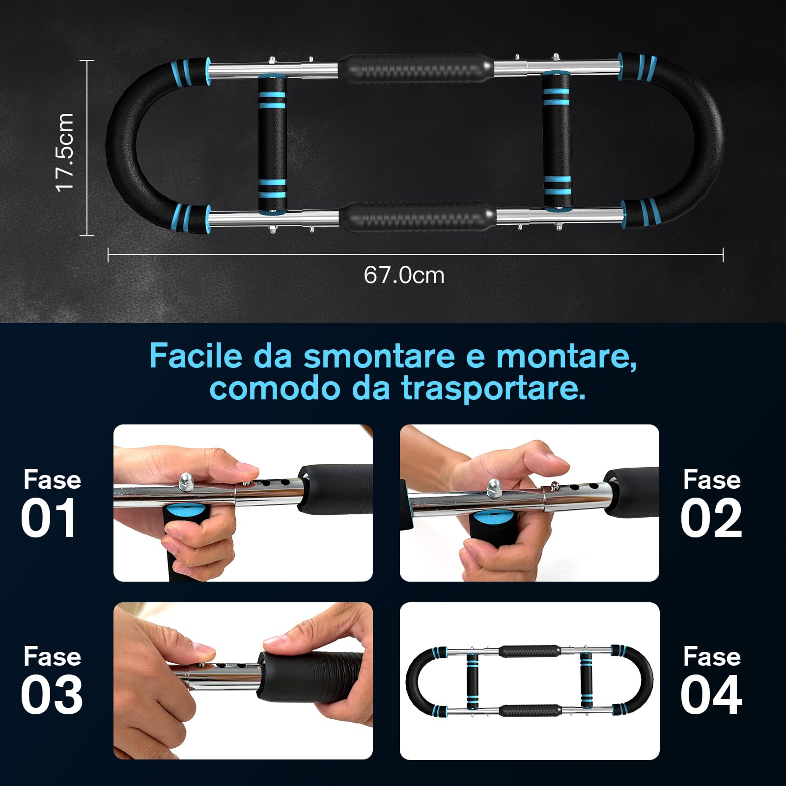 Twister Arm Trainer, U-VKK allenatore per braccia regolabile su 5 livelli e allenatore per petto (30-50kg) , per l'allenamento Muscolare di Spalle e avambracci Portatile attrezzi palestra casa