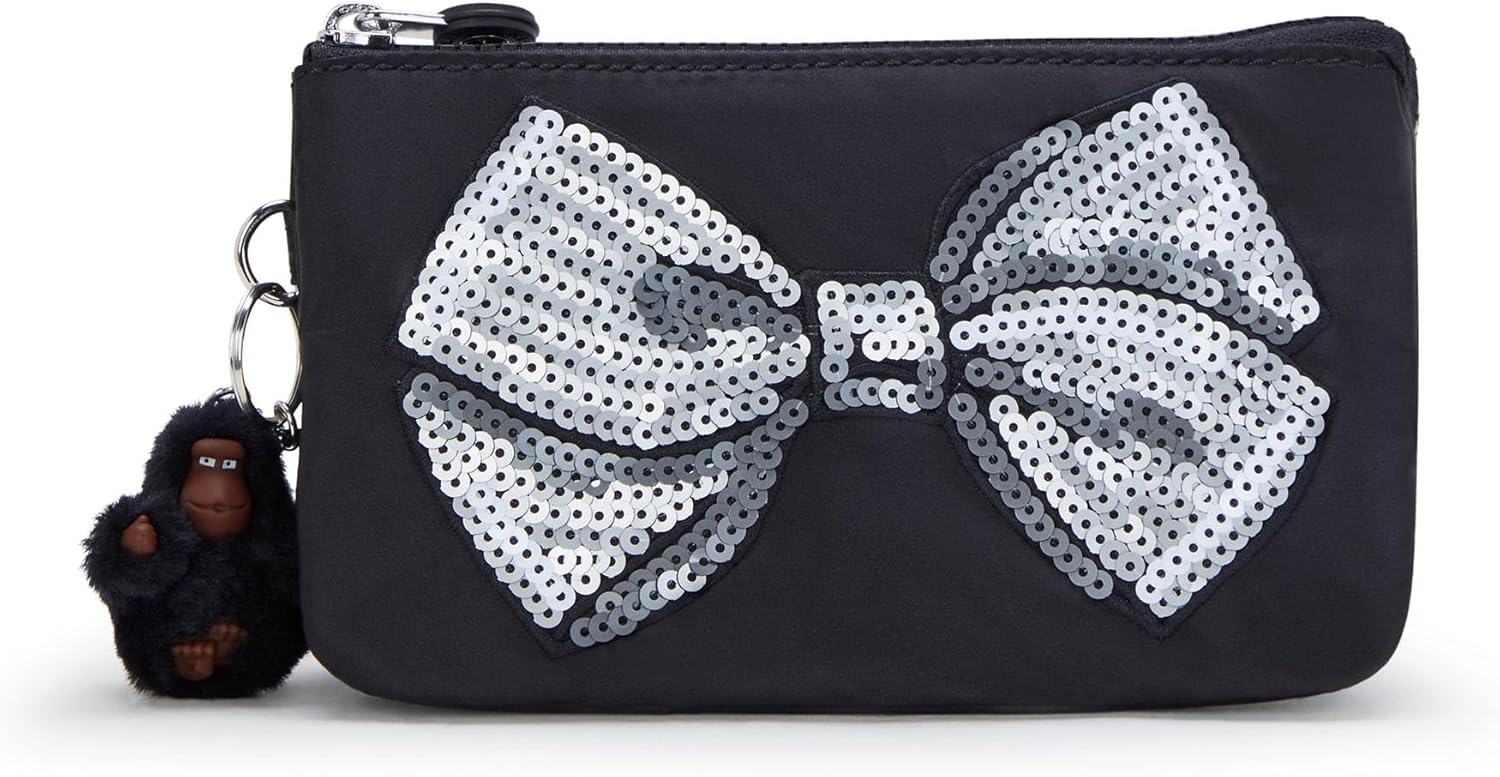 Kipling Creativity Large Pouch Charcoal Satin Bow