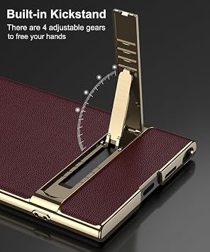 Hulveze Samsung Galaxy S24 Ultra Vegan Leather Case with 4 Modes Adjustable Kickstand Thin Flexible Soft Grip Luxury Vegan Slim Protection Shockproof Cell Phone For Samsung Galaxy S24 Ultra Red