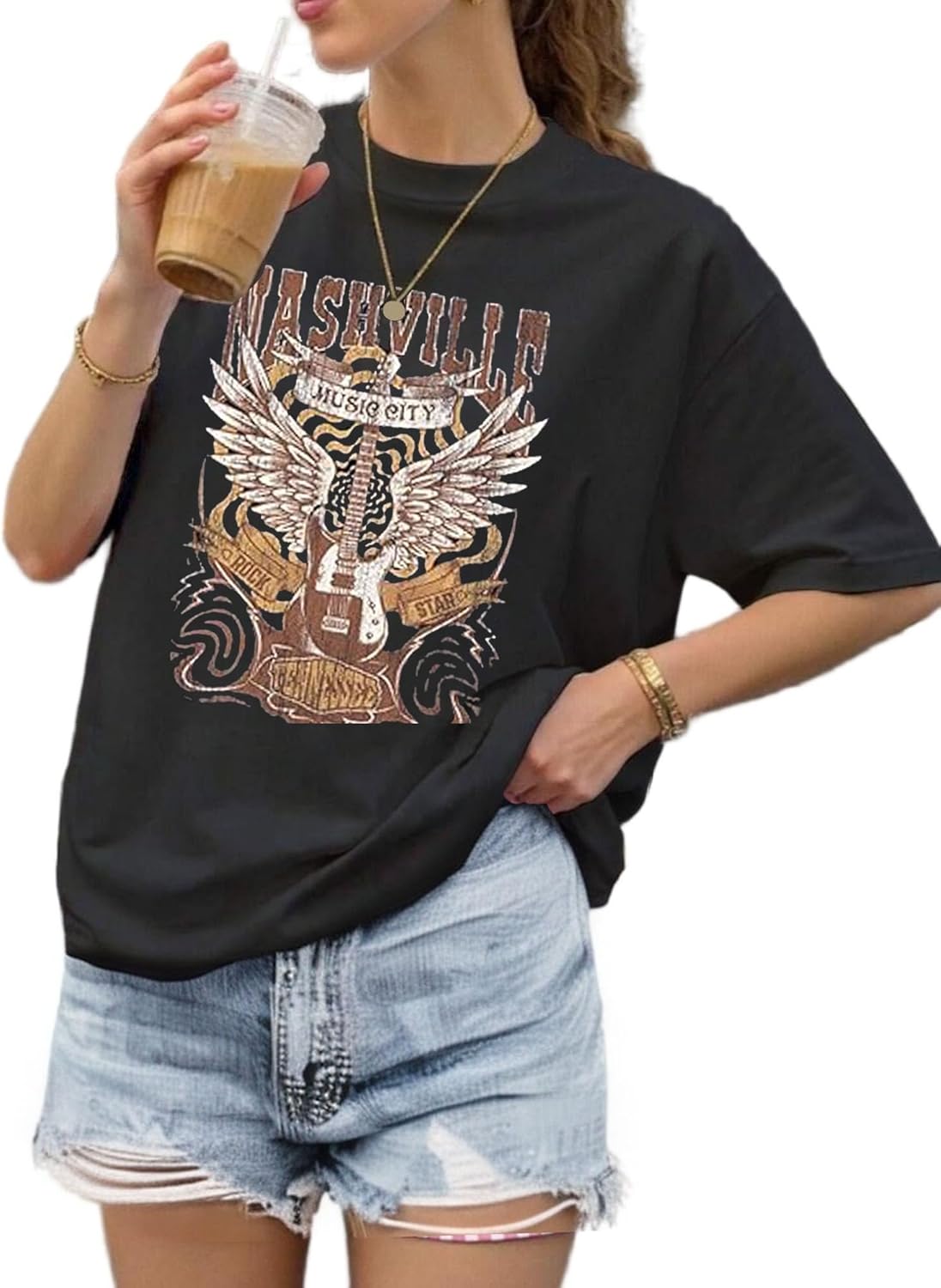 Women's T-Shirt Vintage Country Music Shirts Cute Wildflowers Shirts Casual Summer Short Sleeve Tops