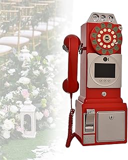 Retro Classic Audio Guest Book, Record Customized Audio Messages Landline Telephone, for Parties Weddings Birthdays Rentals Confession Red-32GB