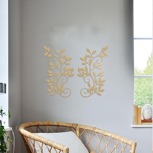 Miniatura 3 de ESTART 2 piezas de hojas de árbol de metal decoración de pared de hoja de olivo de vid decoración de pared de hoja de olivo adorno de pared para