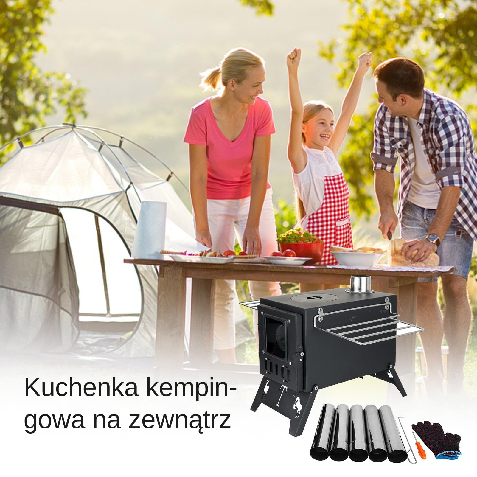 Przenośny piec kempingowy na drewno,przenośny kempingowy piec na drewno | Przenośny piec do gorącego namiotu do Gotowania na świeżym powie