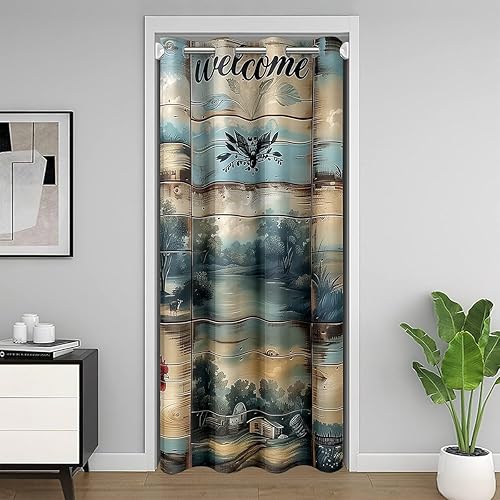 Miniatura 14 de Manfei Cortina de puerta musical negra con notas musicales para puerta de armario, cortinas opacas para puerta de armario, cortinas opacas para