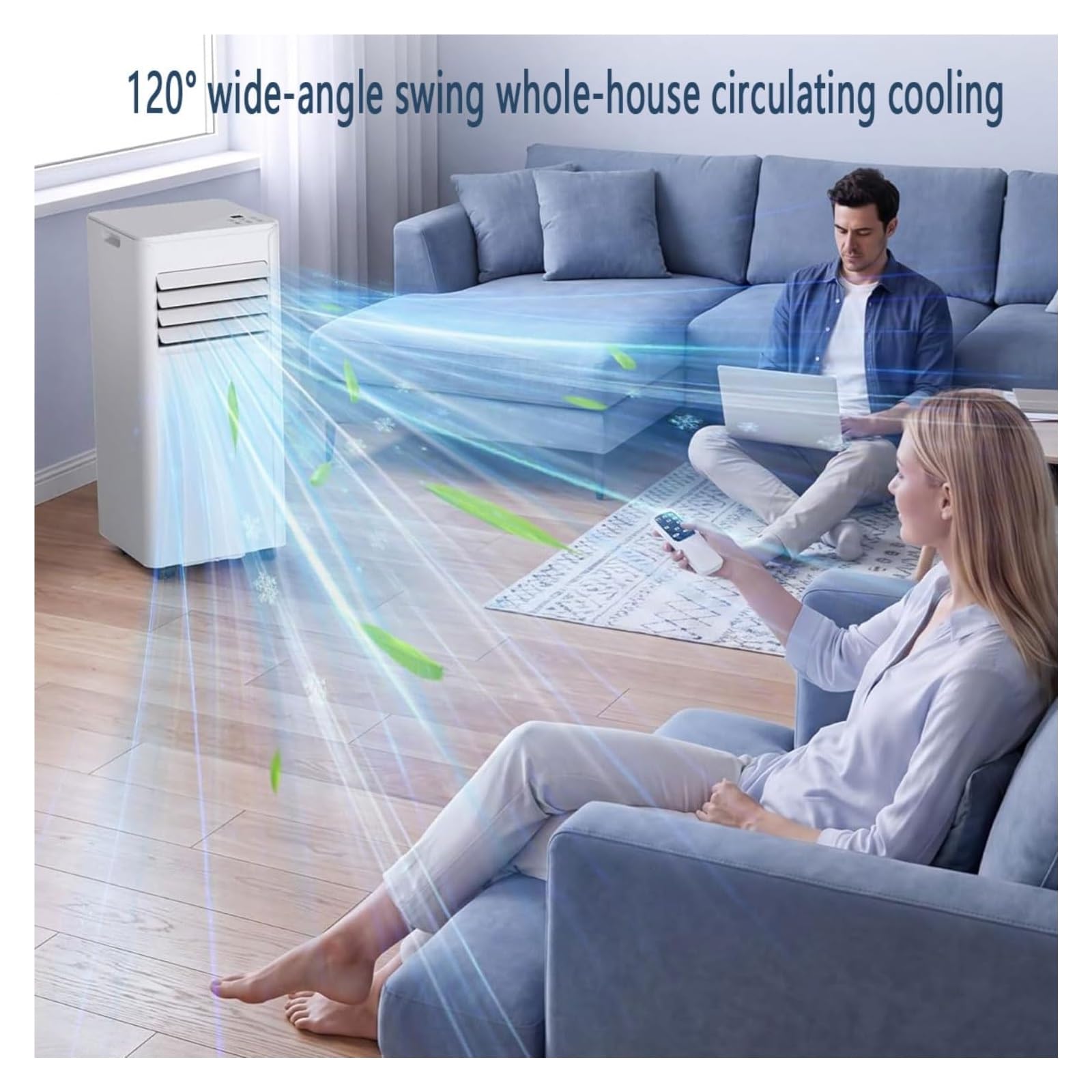condizionatore, 7000 BTU, telecomando e timer, modalità sospensione, kit finestra, nessuna necessità di parete(Style 3)