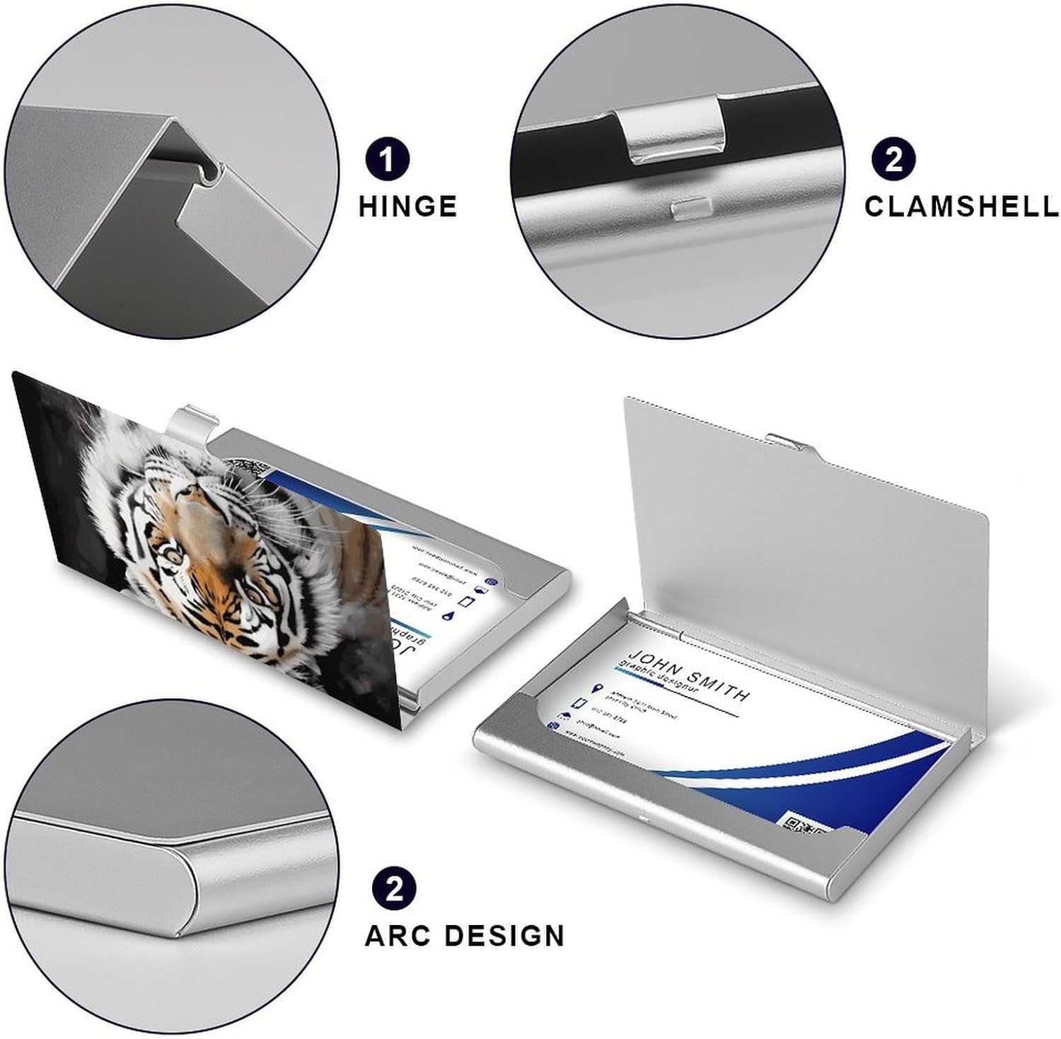 Tiger Business Card Case for Women Or Men Snaps Closed Portable Name Holder Credit Card Holder for Business Meeting Use