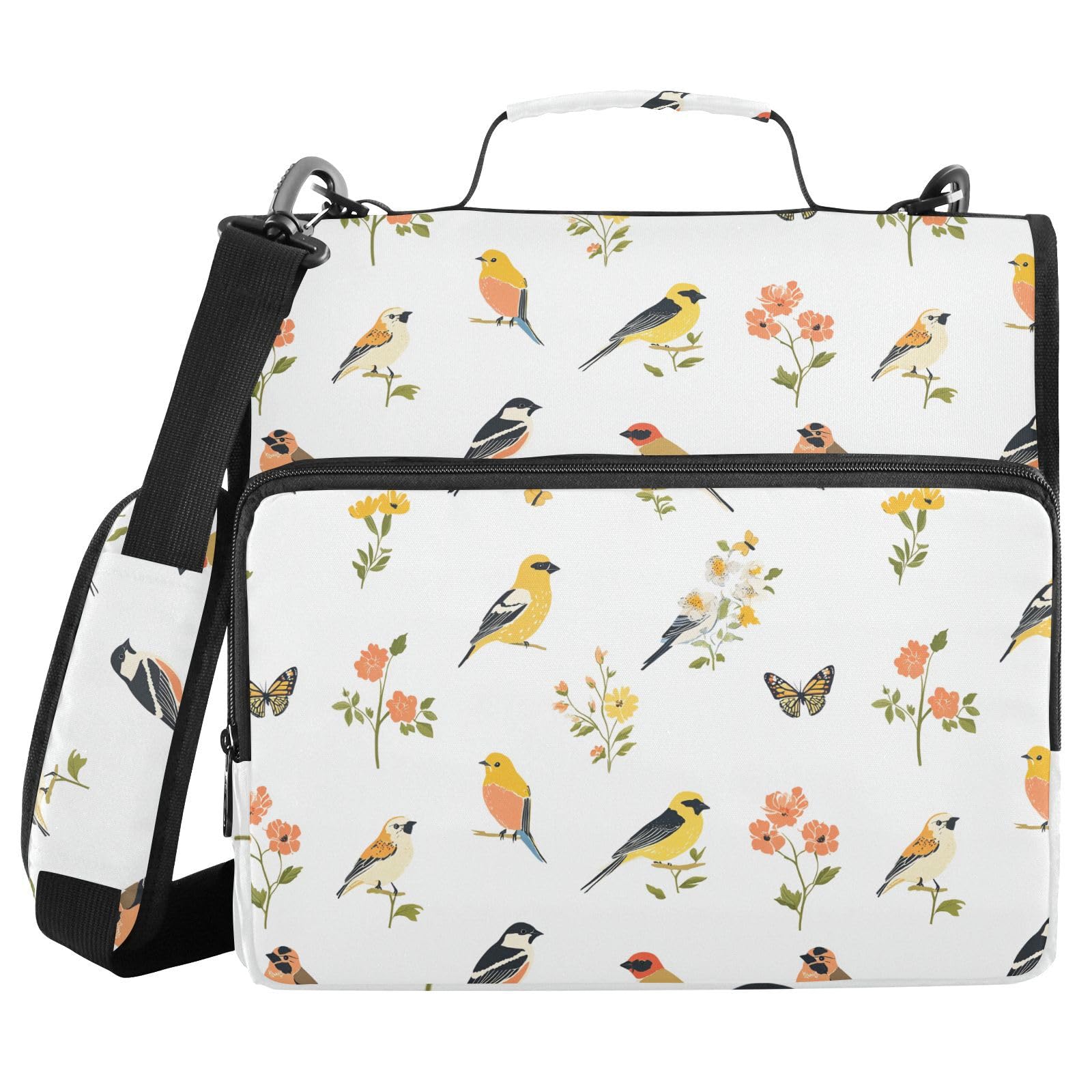 Beauty American Goldfinch Birds White 3 dzwonki organizer na dokumenty torba z uchwytem i zdejmowanym paskiem na ramię łatwa do założenia