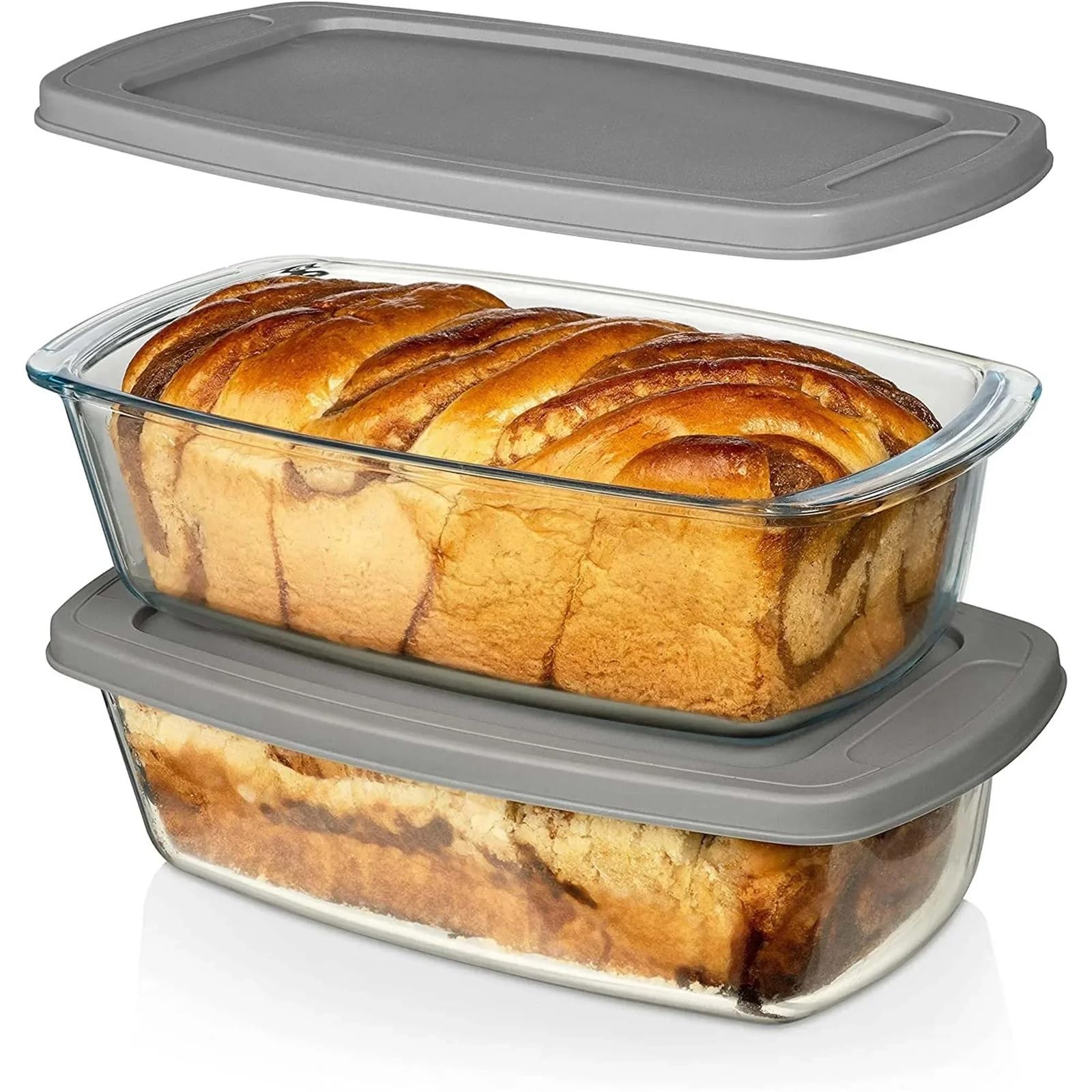 Moule à pain de mie en verre rectangulaire pour éviter les brûlures au four et micro-ondes