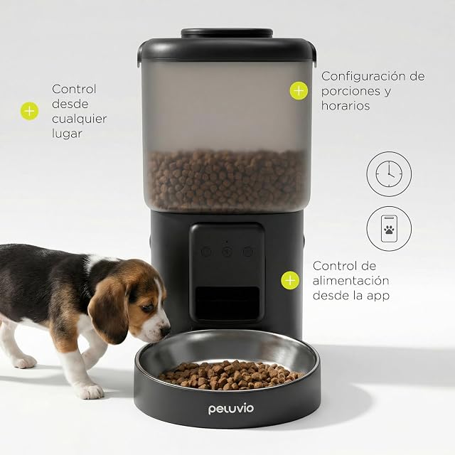 Foto 2 de 8 de Peluvio Crispy Wi-Fi Comedero Automático para Perros con App, Dispensador de Pienso 4,5 L