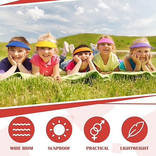 Miniatura 3 de 150 viseras de espuma para niños a granel con bandas de bobina para niños, 15 colores surtidos, viseras de espuma coloridas, sombreros de verano,