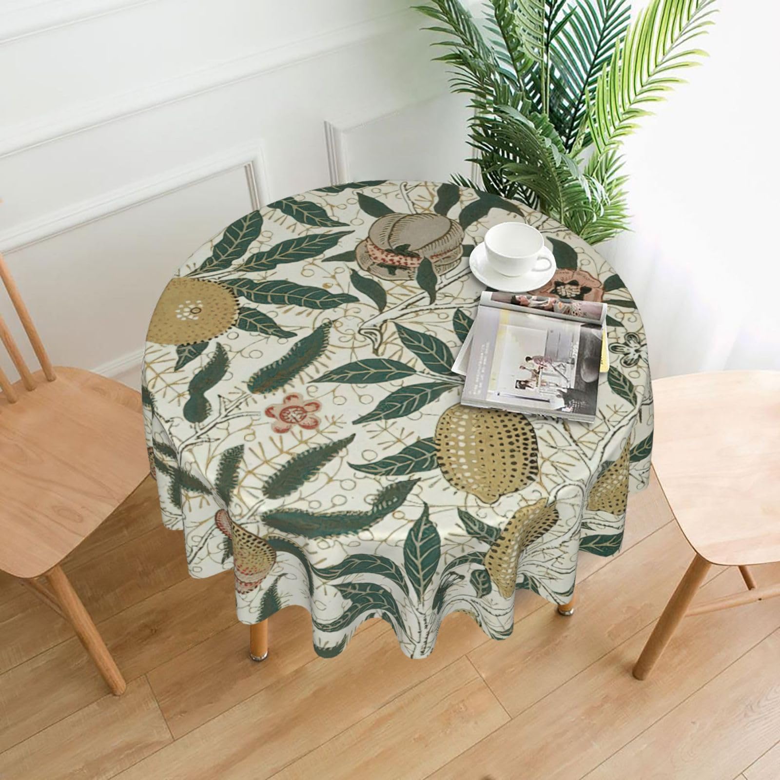 Zcmkjlg Plants and Fruits Print Quick Ship Round Tablecloth 60in Polyester Washable Cover for Dining Room