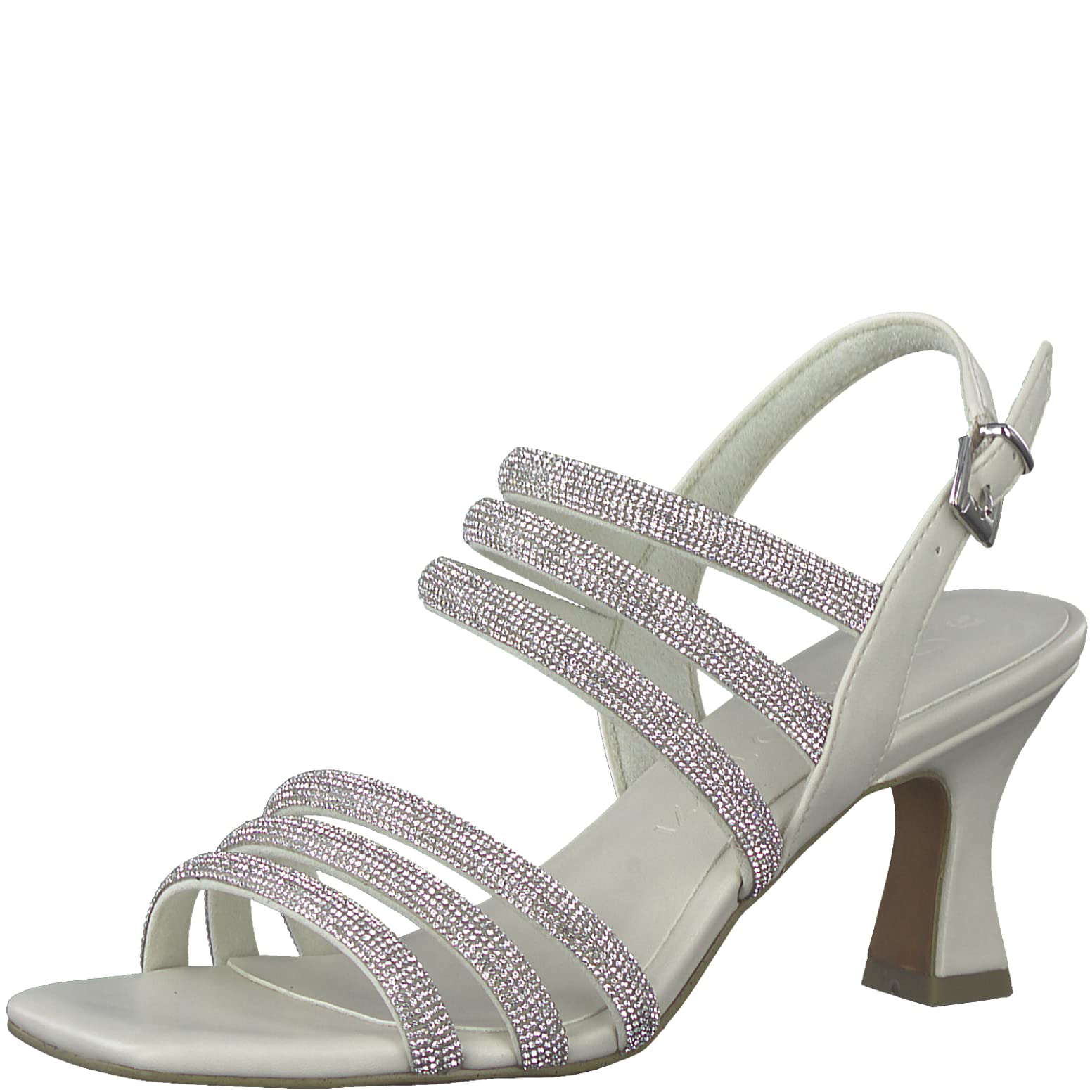 MARCO TOZZI Women's Glitter Festive Heel Sandals, Cream Comb, 8.5 UK
