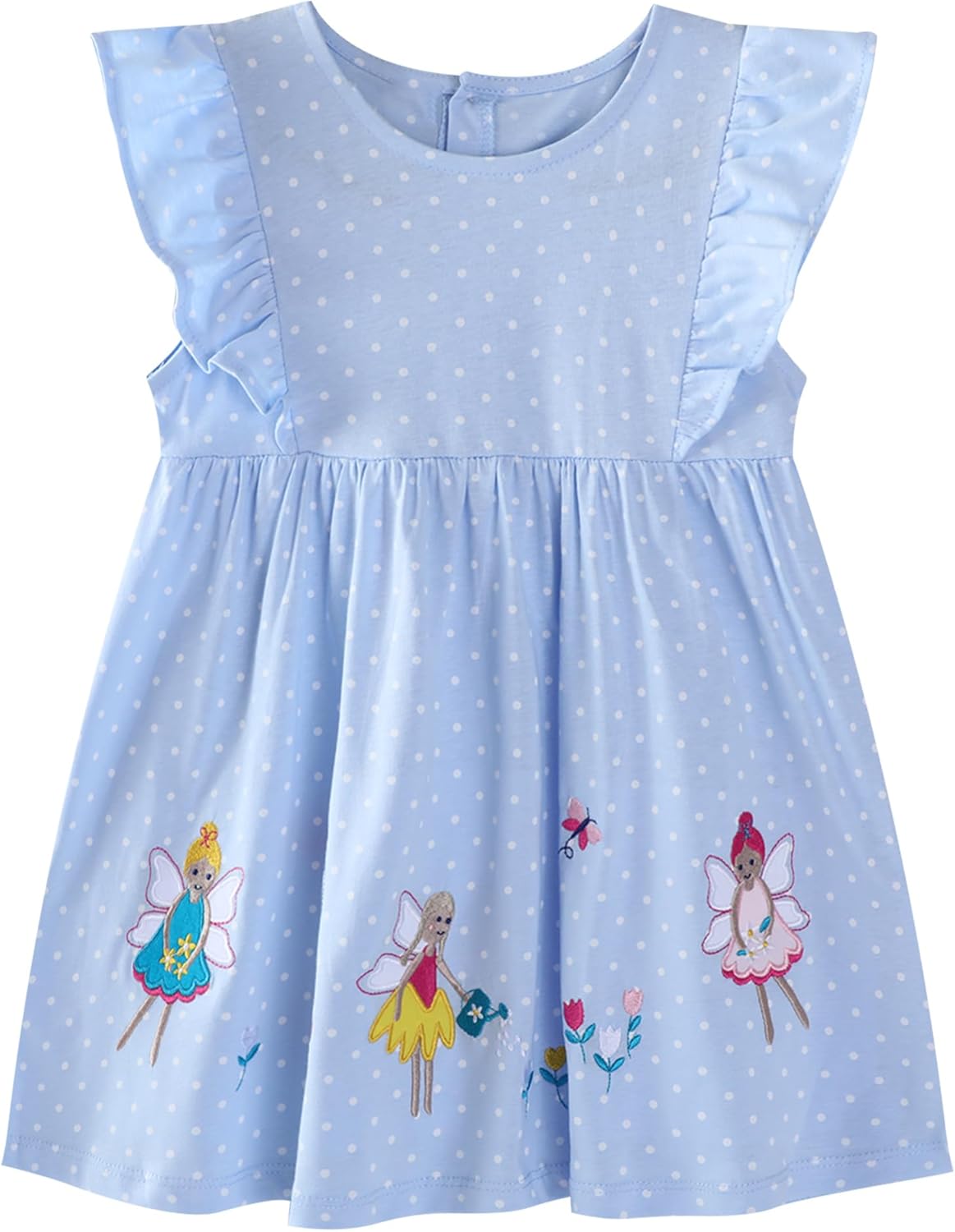 Hongshilian Toddler Girl Casual Floral Dress Cartoon Print Summer Clothing 2-7 Years