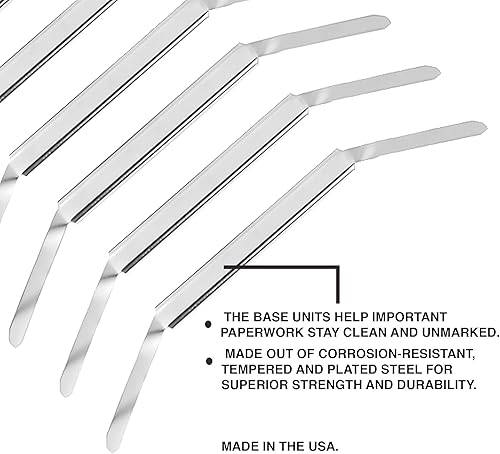 Miniatura 3 de OLYMPX 100 bases de sujeción de papel metálico de alta calidad de 1 pulgada, base de 2.75 pulgadas para accesorios de carpetas de archivos de papel,