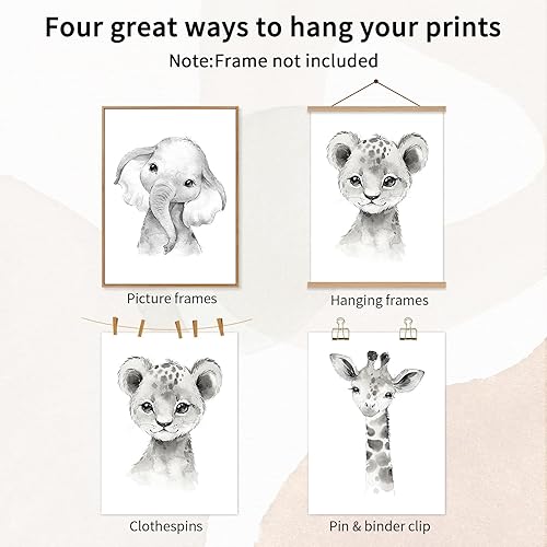 Miniatura 3 de Arte de pared de safari para cuarto de bebé, lienzo de animales de bebé, arte de pared para habitación de bebé, imágenes para niños, ilustraciones