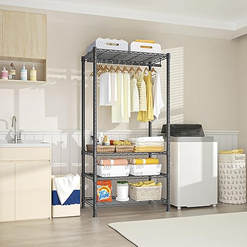 Miniatura 5 de Ulif H2 Heavy Duty Clothes Rack, Freestanding 4 Tiers Garment Rack for Hanging Clothes with Shelves and Hangers, Closet Organizers and Storage Metal