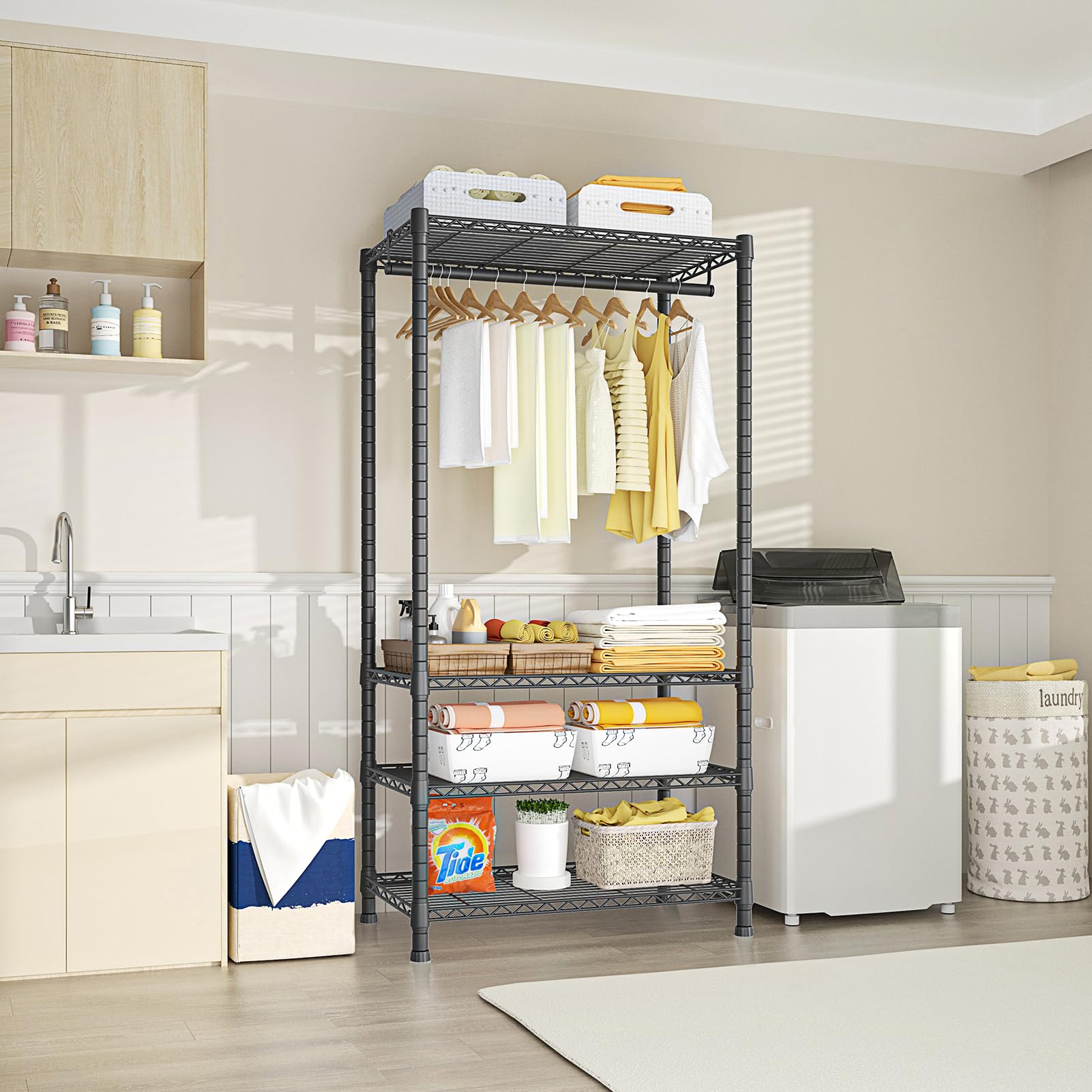 Amazon.com: Ulif H2 Heavy Duty Clothes Rack, Freestanding 4 Tiers