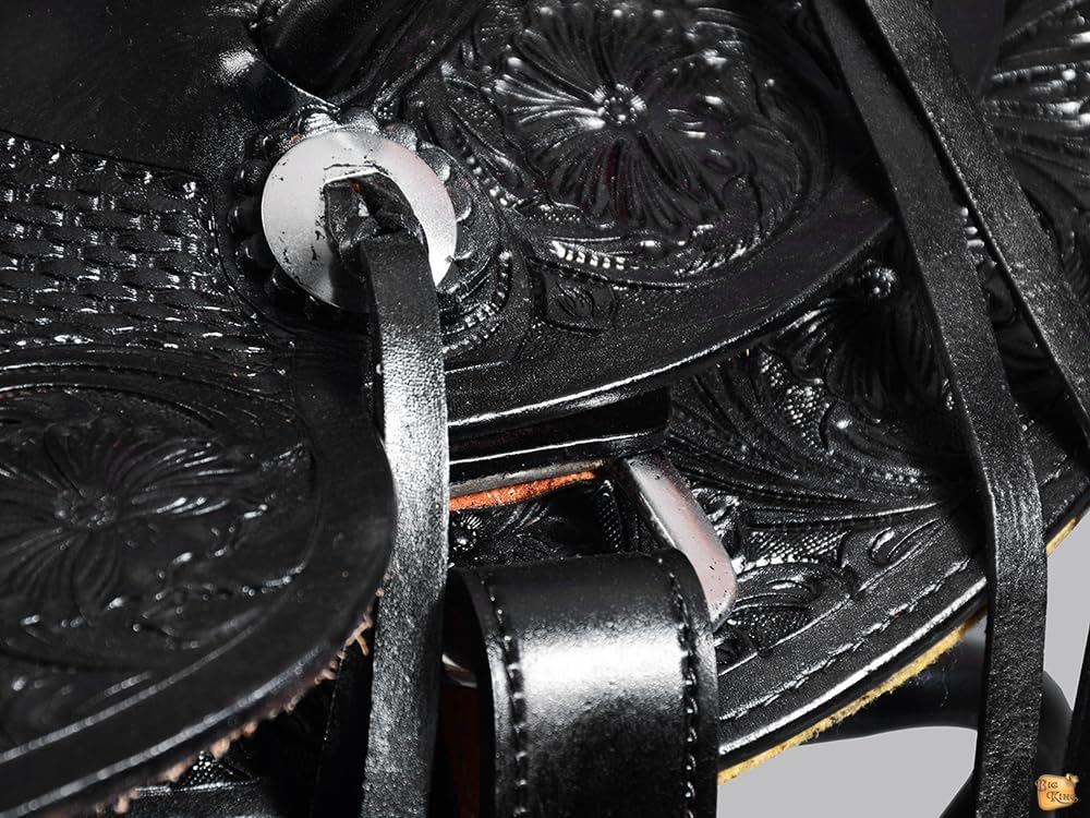 HILASON Western Horse Wade Saddle American Leather Ranch Roping Black | Hand Tooled & for Horses