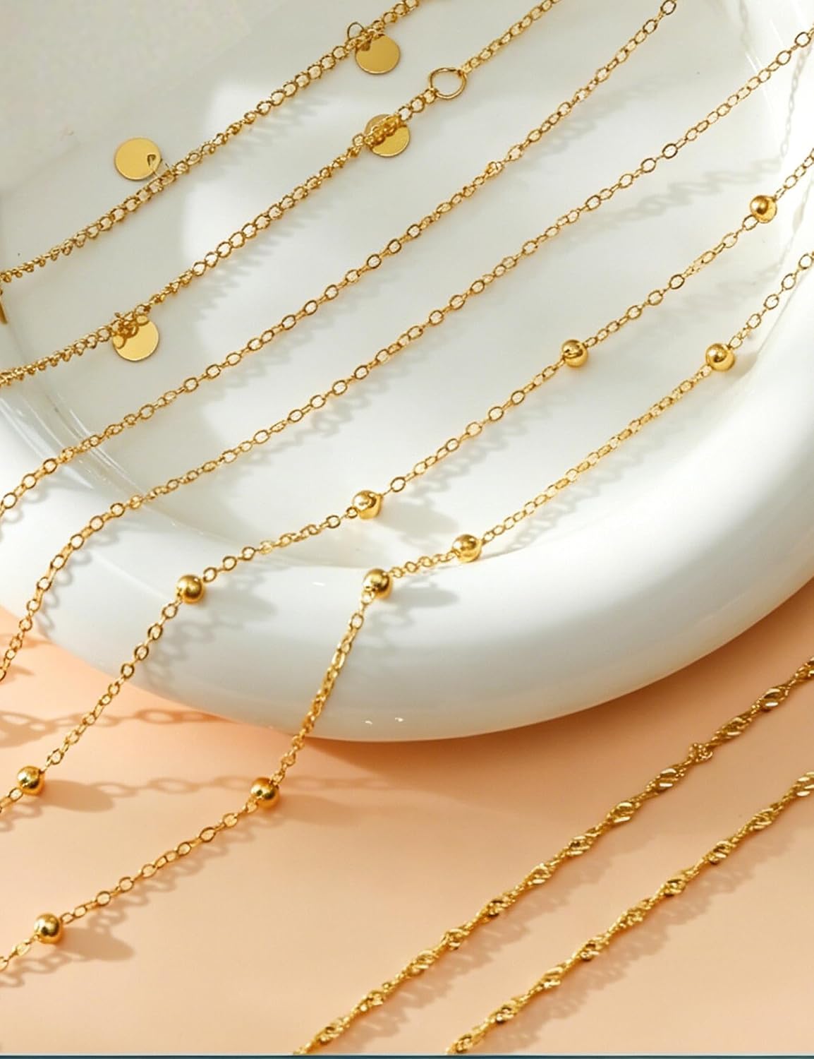 8Pcs Waist Chain 18K Gold Plated Belly Belt Chains Layered Satellite Beads Sequin Coin CZ Box Snake Chain Body Chain Jewelry Sexy Bikini Summer Beach Jewelry Accessories for Women Adjustable