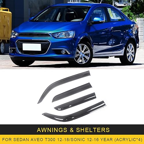 Miniatura 10 de BANDOX for Chevrolet Aveo 2004-2018 Sonic T300 12-16 Auto Side Window Wind Deflectors Visors Rain Guard Door Visor Vent Shade Ventvisor