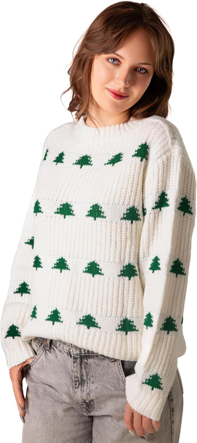 Madore Green Christmas Tree Womens Sweater - Adult Teens Women Xmas Ugly Sweater Pullover Costume Halloween - Image 3