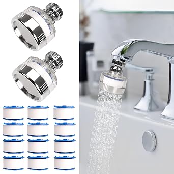 14 Pcs Sink Water Filter with Filter Elements Set, Universal Sink Faucet Filter 360Rotating,Tap Water Filter Removes Fluoride Hard Water,Faucet Filter Faucet Extender for Home Kitchen Sink