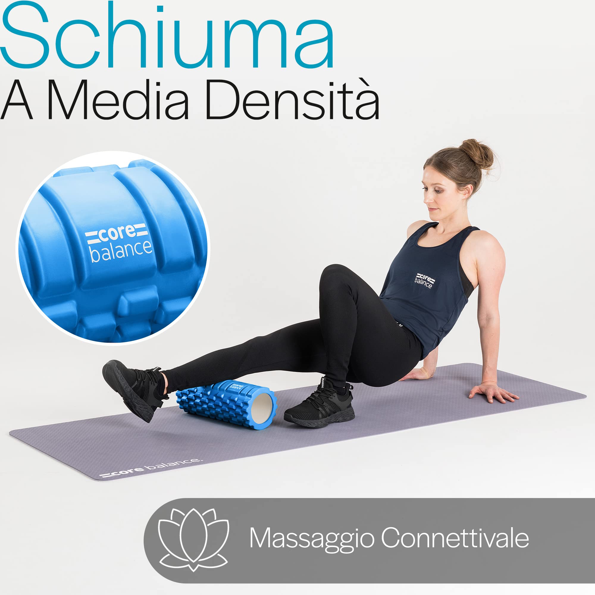 Core Balance Foam Roller- Rullo in Schiuma per Il Massaggio Muscolare Profondo dei Tessuti, Massaggiatore per Trigger Point, Automassaggio Muscolare. Ideale per Fisioterapia Palestra Yoga Pilates
