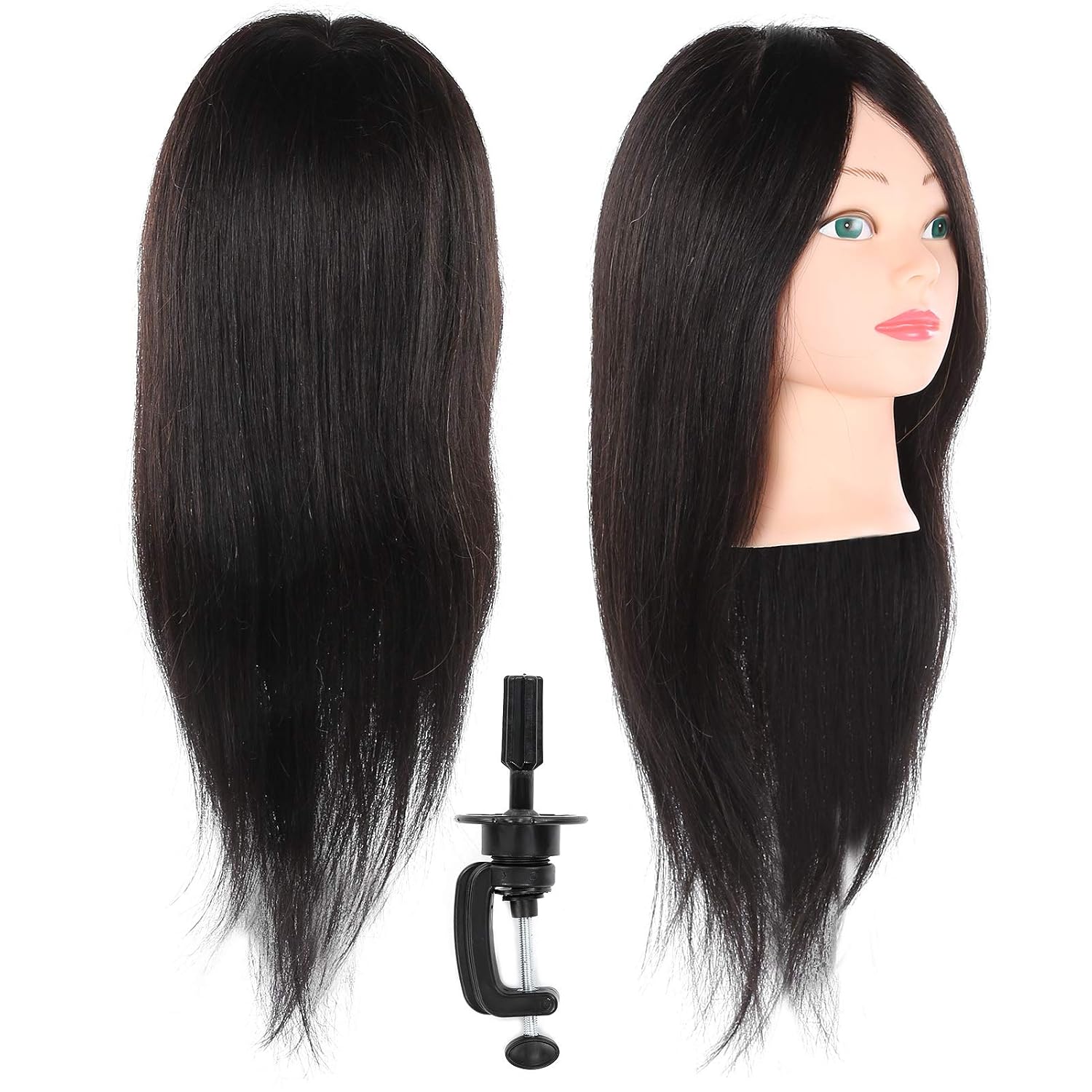 Professional Real Hair Mannequin Head for Hairdressing Training Cosmetology Practice with Hairline and Full Styling Versatility