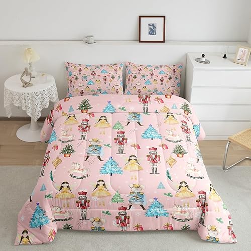 Christmas Nutcracker Decorative Comforter Set Twin Size Cartoon Mouse Soldier Ro