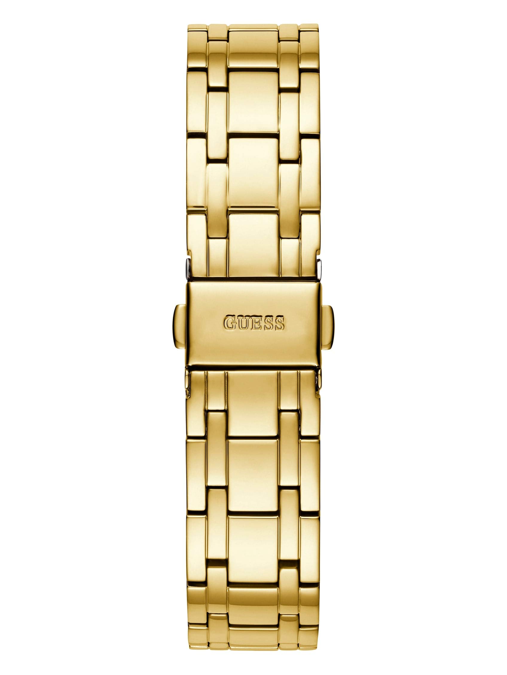 Guess Blaue und rotgoldfarbene Kristall-Silikonuhr